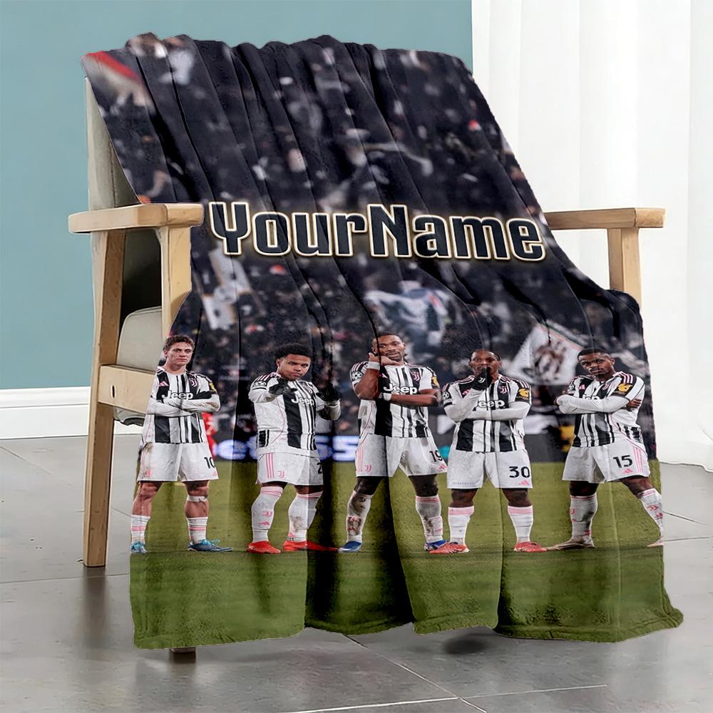 Juventus Personalized Name Blanket Throw Customizable Blanket Soft & Cozy Great for Living Room Office Chair Sofa Picnics for All Occasions