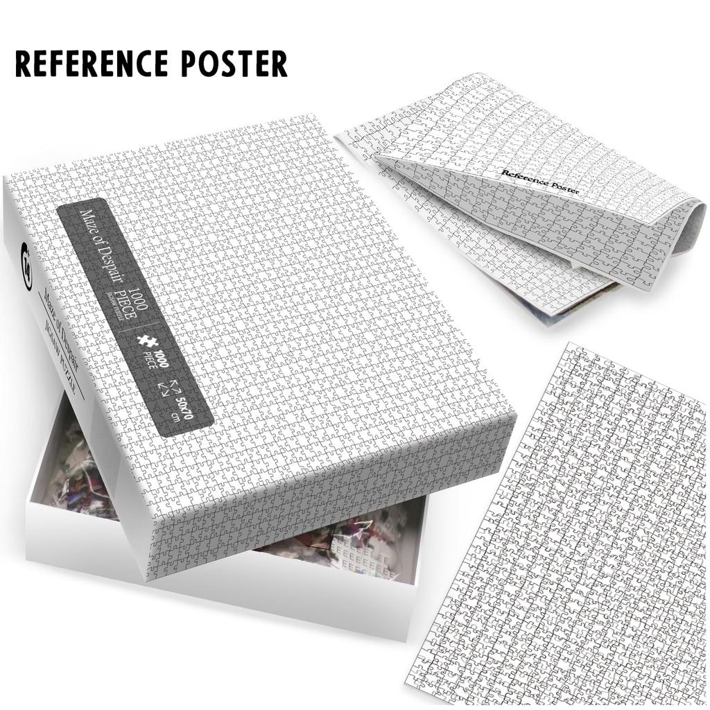 1000 Piece Impossible Crazy Jigsaw Puzzle, White Blank, Challenging Puzzle for Adults, Hard