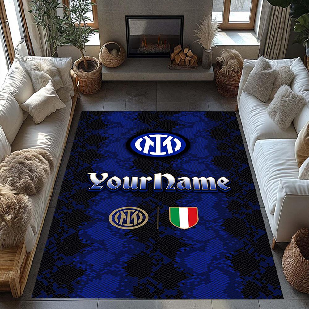 Inter Milan Customized Name Floor Rug Office Rug Perfect for Outdoor Foyer Game Room Living Rooms Antislip Carpet Decorate Offices