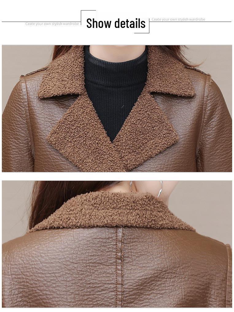 Oboustranná bunda z PU kůže s podšívkou z umělé kožešiny a kapsami - Dámská módní ležérní svrchní oděv