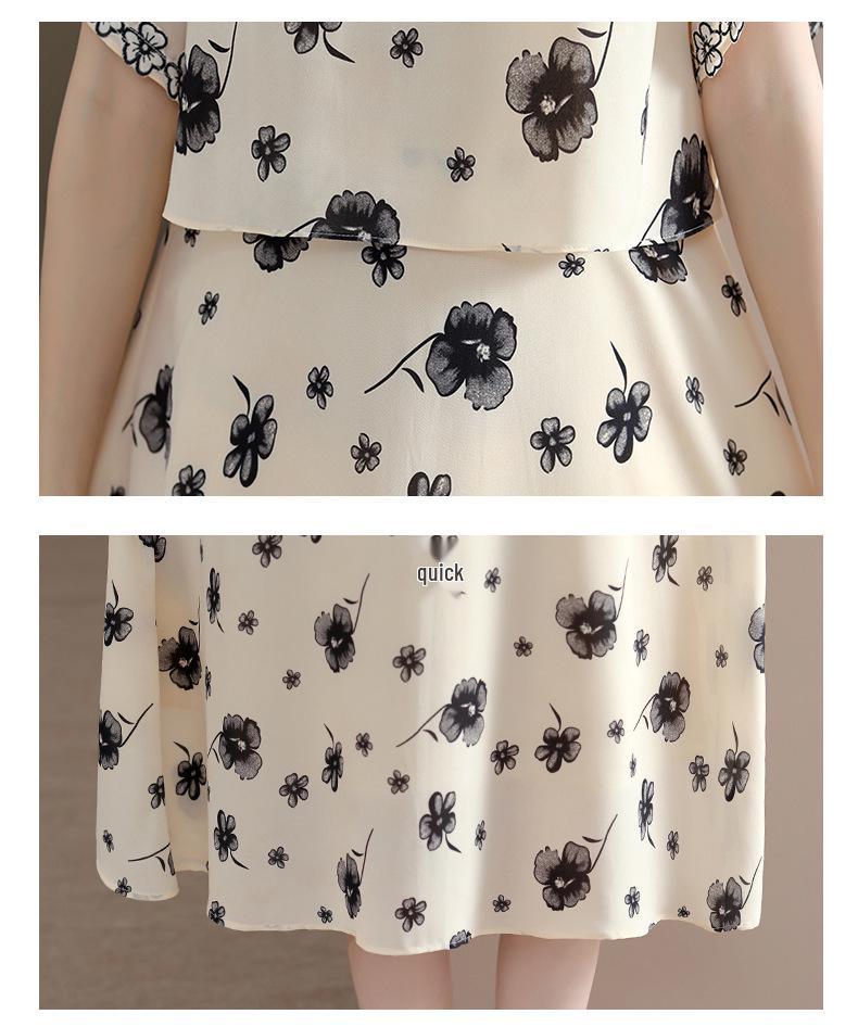 Elegant Chiffon Dress for Young Mothers - 2026 Summer Fashion, Age-Reducing Two-Piece Skirt for Middle-Aged Women
