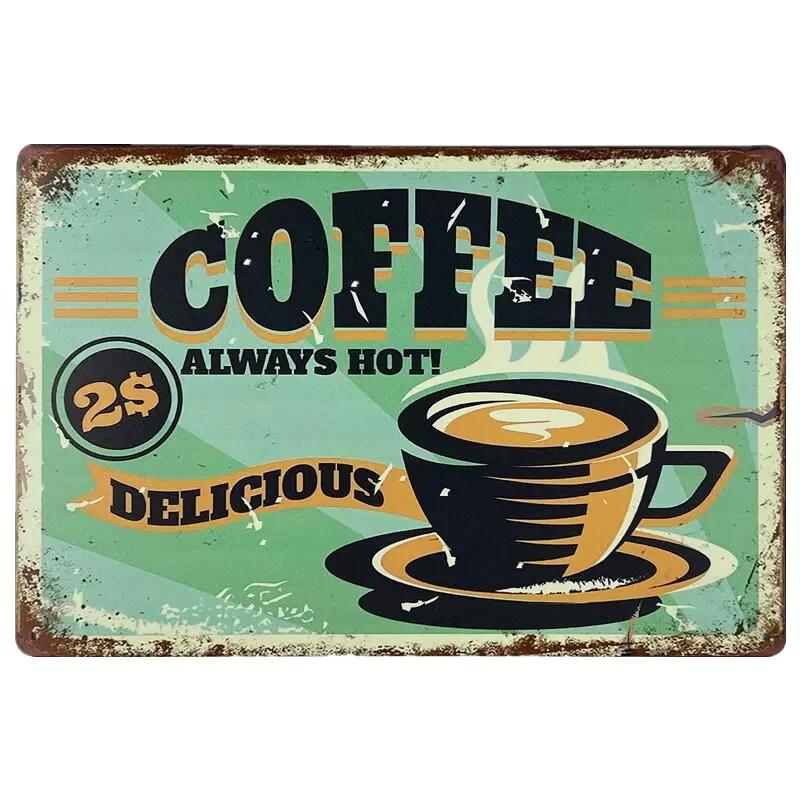Vintage Shabby Chic Menù Caffè Segno in Latta di Metallo Retro Home Bar Caffè Pub Taverna Decorazione Murale Piatto Decorativo Poster per