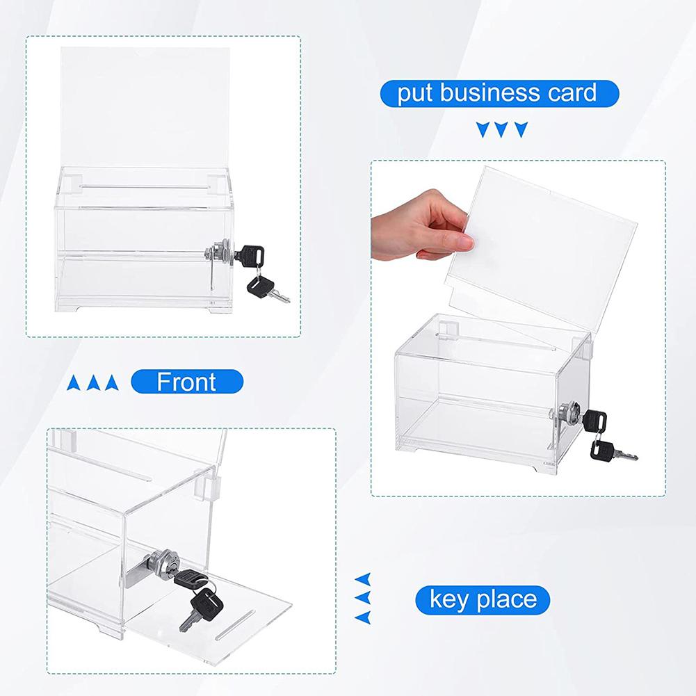 Acrylic Suggestion Box with Slot Raffle Ticket Container with Lock and Sign Holder Cardboard Raffle Box for Ballots and Feedback