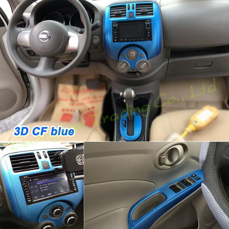 Car-Styling 3D/5D Carbon Fiber Car Interior Center Console Color Change Molding Sticker Decals For Nissan Versa Sunny 2011-2016
