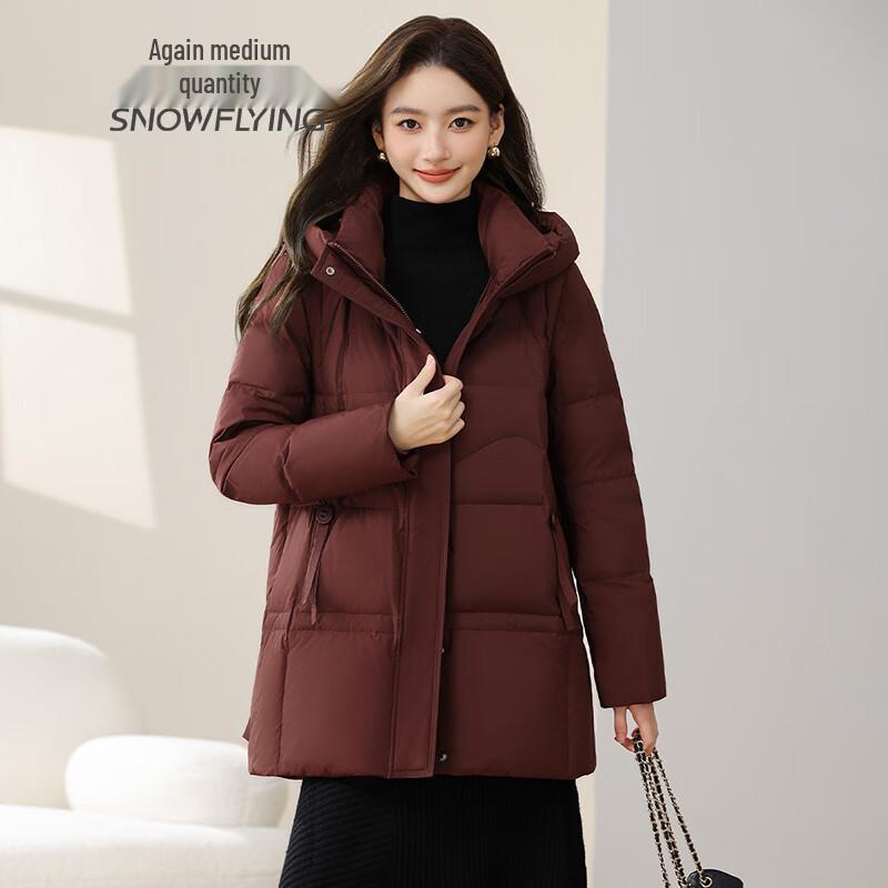 XueZhongFei Women's Winter Mid-Length Hooded Down Jacket
