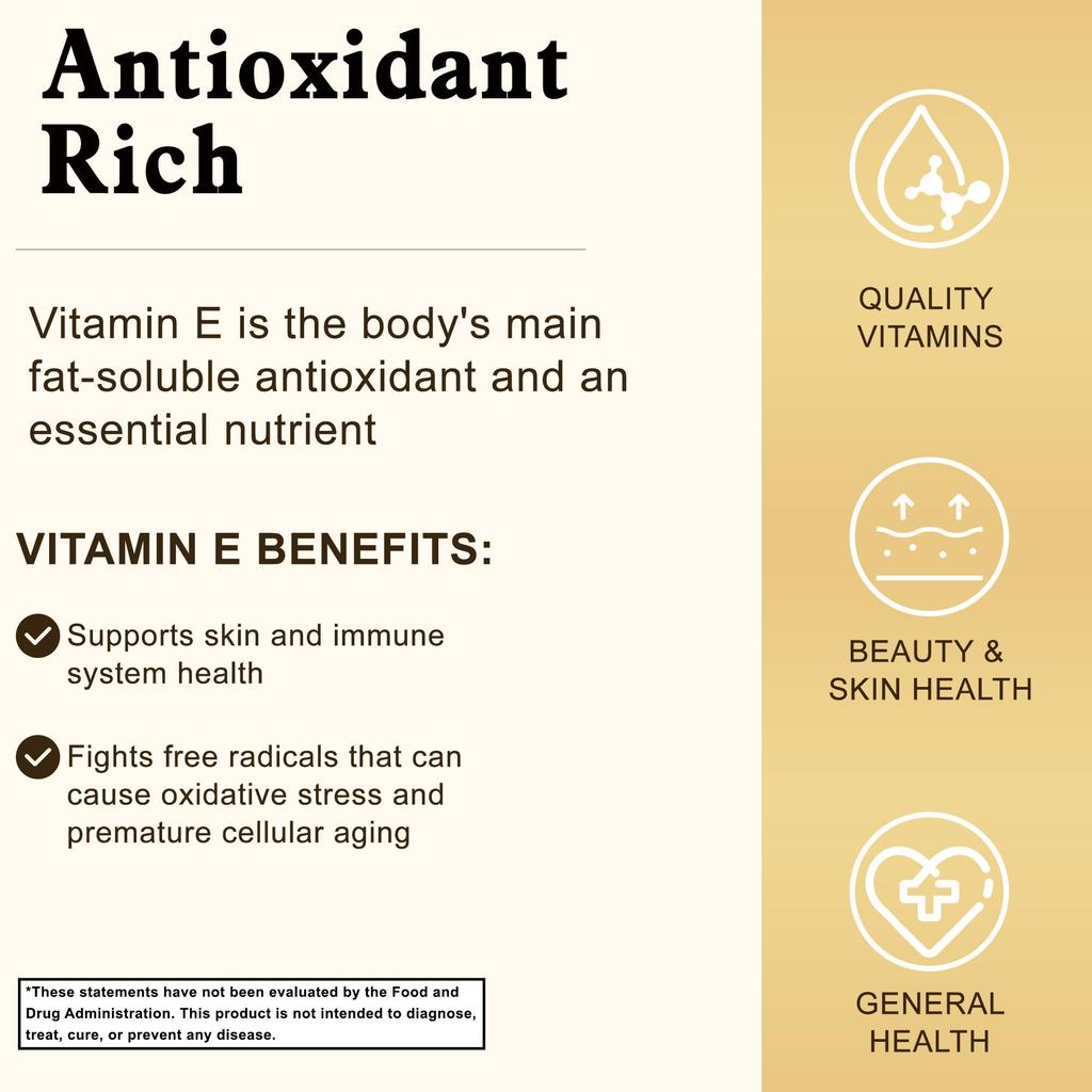 GREVIP Vitamin E Softgels support immune system health and skin nutrition.