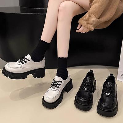 British Style Lace-up Small Leather Shoes Women's Spring and Autumn New Ins Fashionable Versatile Platform Loafer Single Shoes