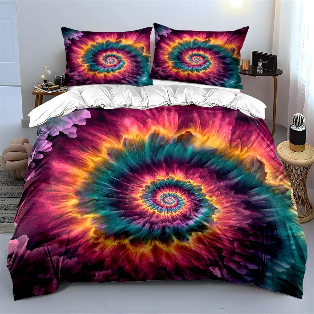 Psychedelic Spiral Art Set Design Kid'S And Adults' Bedroom Decor, Exquisite Three-Piece Bedding Set Gift