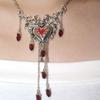1 Set Niche Design Sense Red Dripping Diamonds Necklace Love Heart Earrings Halloween Christmas Fashion Retro Earrings