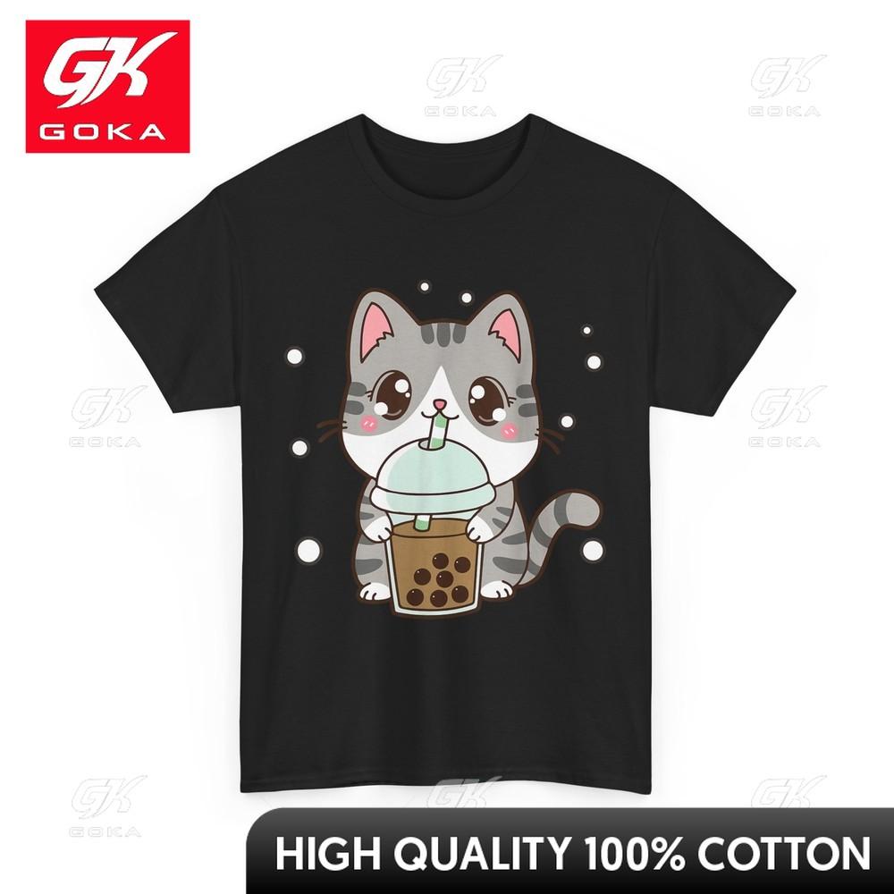 Kawaii Cat Japanese Culture Lovers Kitty Cute Shirt T Shirt Pure Cotton Weekend Outfit Novelty Print Lightweight O Neck Creative