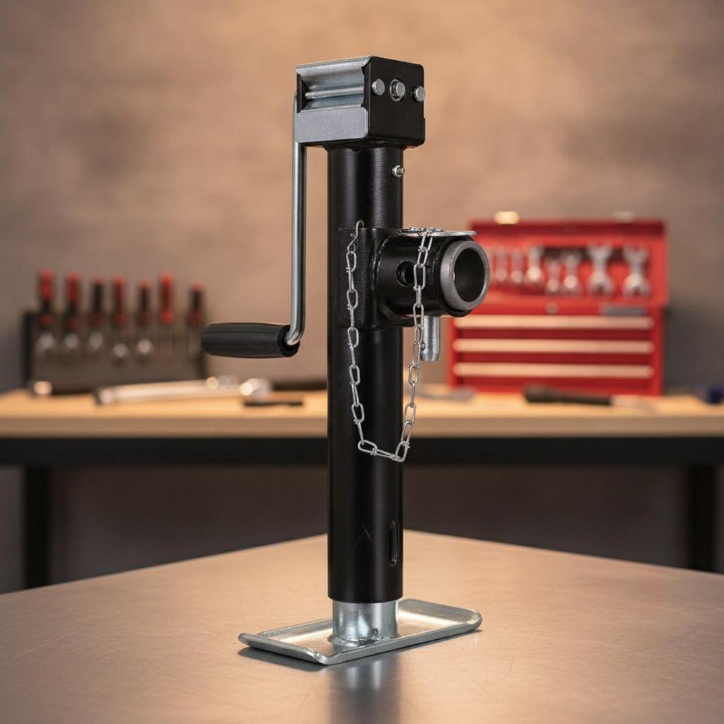 Resistant Trailer Jack Leg | Manual, with Foot Plate, Adjustable,