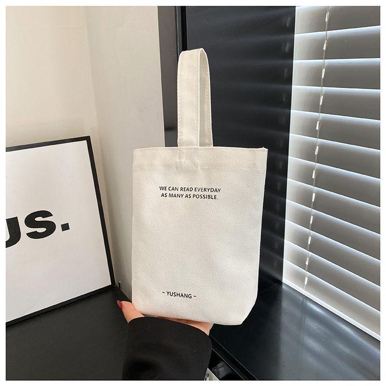 Ins Simple Handbag Thermos Cup Pouch Portable Canvas Water Bottle Cover Phone Bags Outing Carrier Coffee Cup Bag Cover