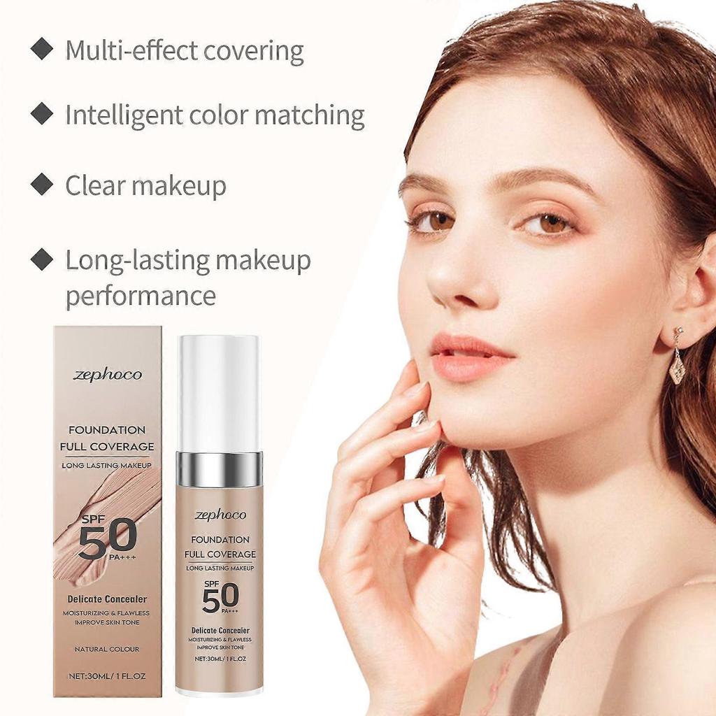 Zephoco Flawless Temperature-Change Foundation, Natural Shade, Long-Lasting, Hydrating, Sweatproof, Waterproof, And Smudge-Resistant