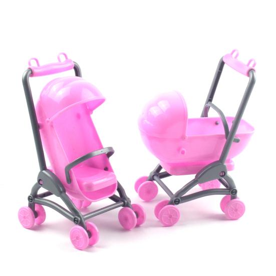 2 in 1 Baby Stroller Pram Model Kids Toy DIY Miniature Dol-lhouse Accessories