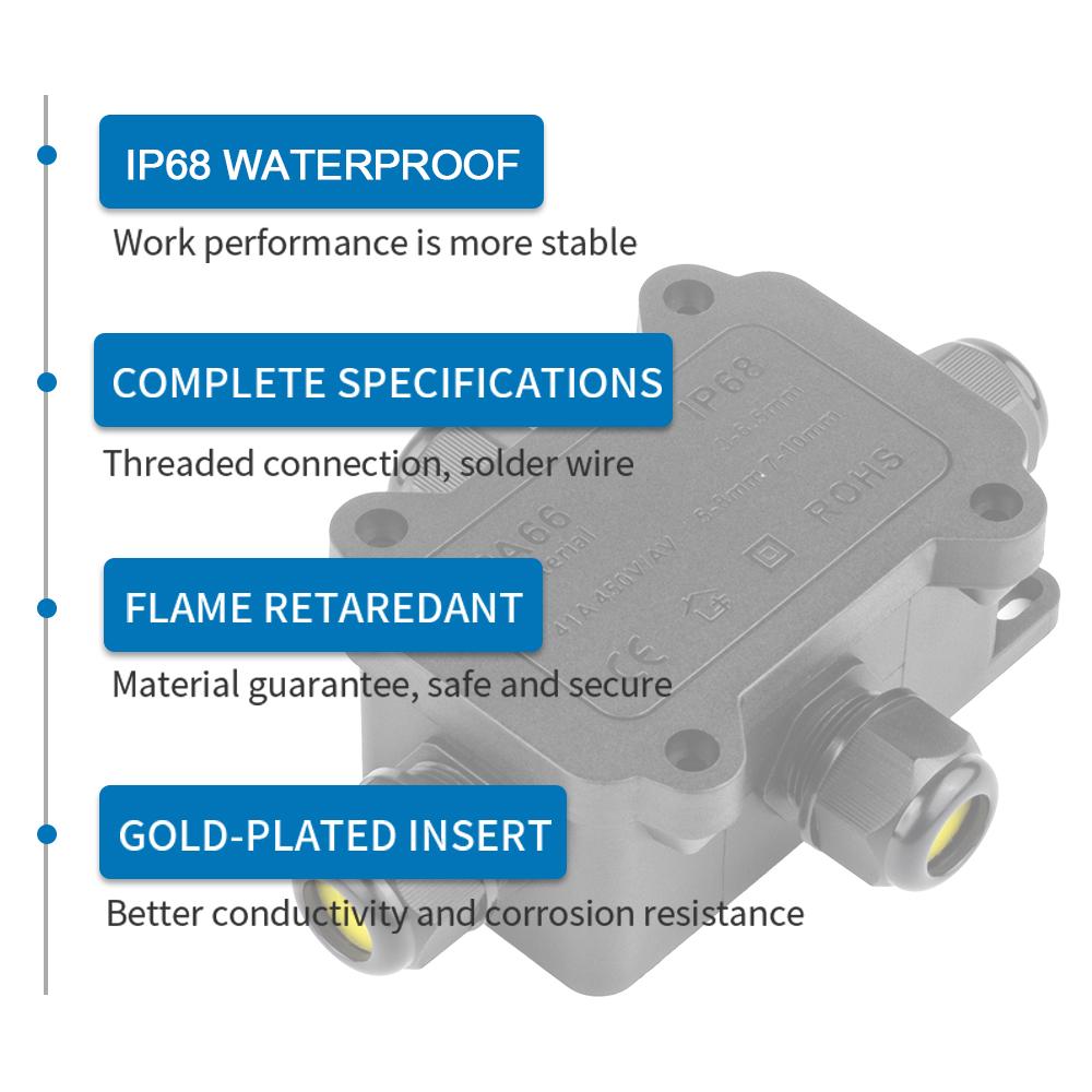 2/3/4 Way Outdoor Waterproof Junction Box IP68 Electrical Cable Electronic Wire Connectors External Electrical Junction Box 32A