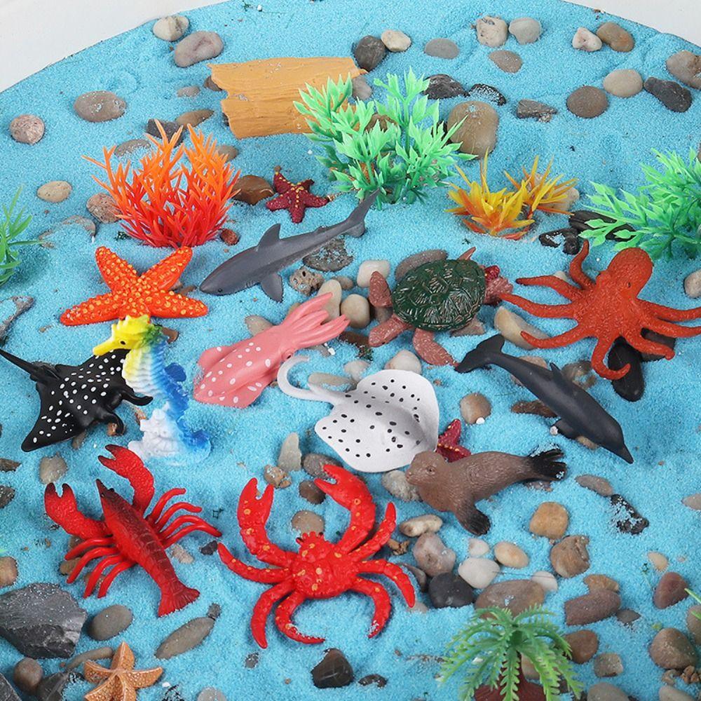 12pcs Plastic Ocean Animals Ornaments Simulated Fish Tank Decorations  Children Toys