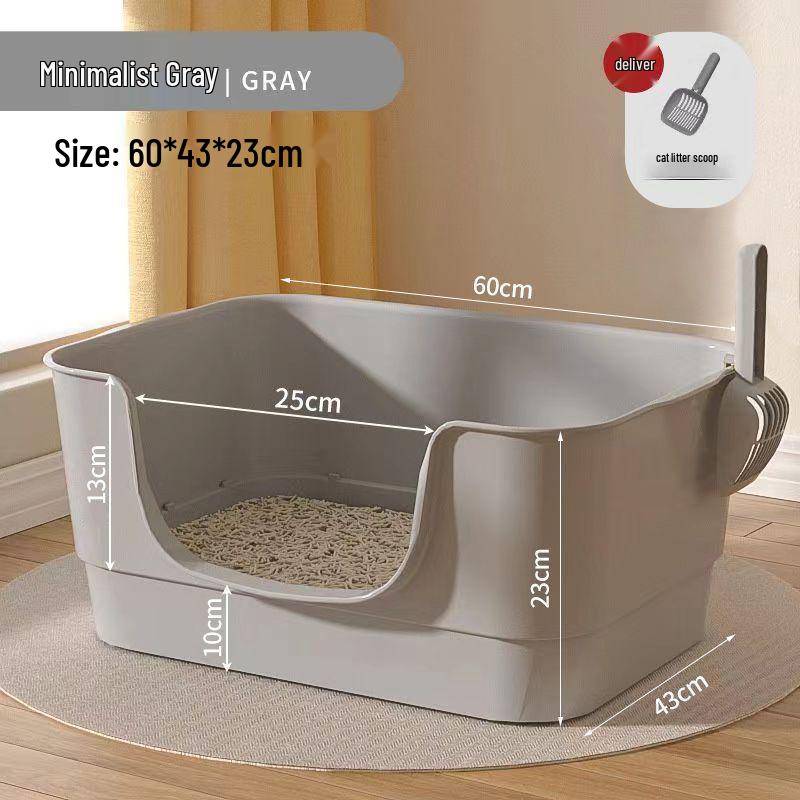 Extra-Large Splash-Proof Semi-Enclosed Cat Litter Box for Maine Coons