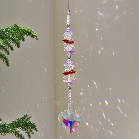 Love Heart Faux Crystal Suncatcher Decoration Indoor Outdoor Faux Crystal Heart Prism Window Hanging Ornament Rainbow Maker Pendant