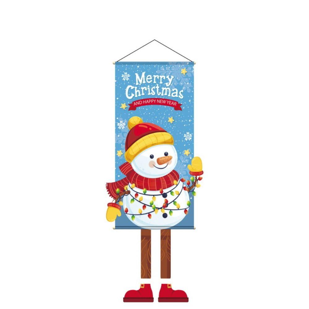 Cartoon 110cm Christmas Hanger Flag Snowman EIK Hanging Flag Navidad Santa Claus Christmas Backdrop Party Decor