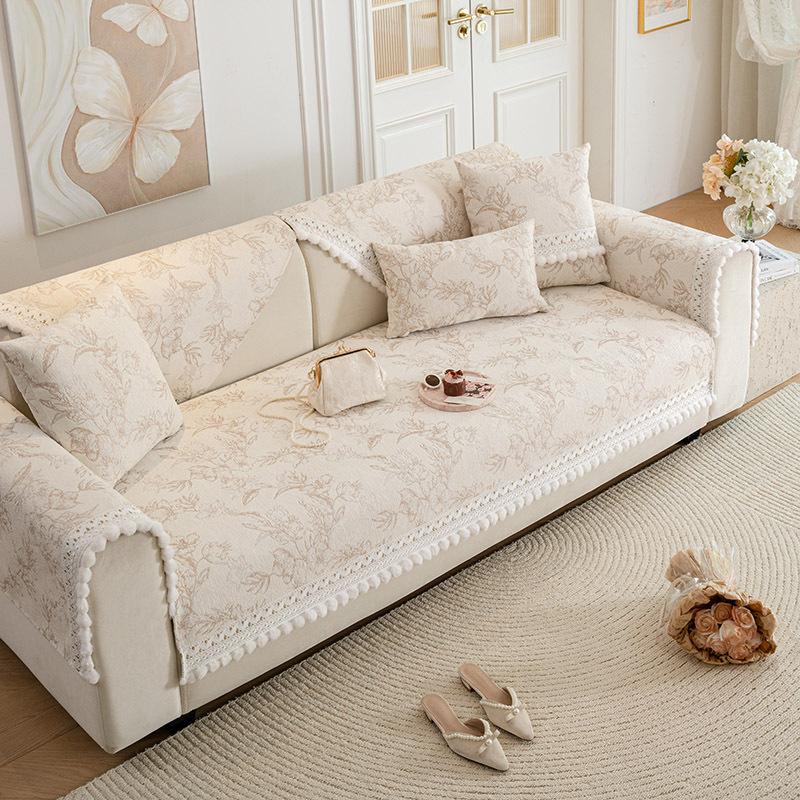French Sofa Cushion Light Luxury High-End Non-Slip Seat Cushion All-Season Chenille Cover Cloth Towel  New