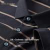 Shanshan Men's Silk Cashmere Blend Striped Polo T-Shirt