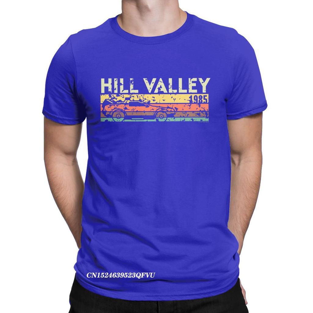 Hill Valley 1985 Tee Shirt Men Tops T Shirts Doc Brown Marty Delorean Time Travel Movie BTTF Tees Plus Size