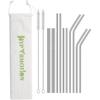 Hypermotion Stainless Steel Straw, Food Grade Reble Metal Drinking Straw Set with 2 Cleaning Brushes and Carry Pouch for Smoothie, Milkshake,