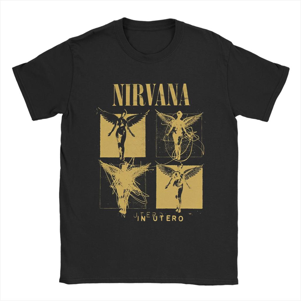 Kurt Cobain Guitar Rock-Nirvanas T Shirts Men Women 100% Cotton Vintage T-Shirts O Neck Tee Shirt Short Sleeve Clothes Plus Size