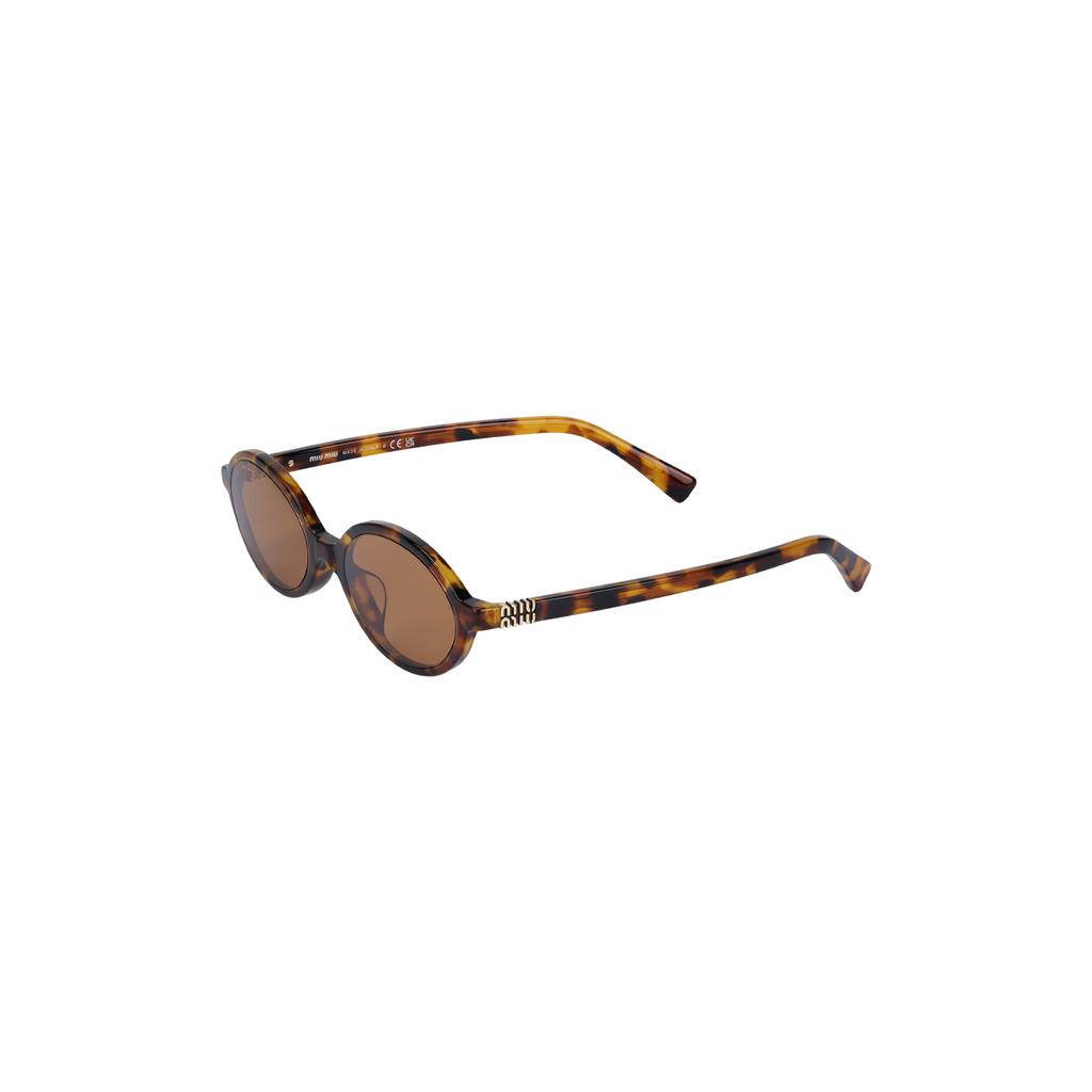 MIU MIU Logo Design Oval Sunglasses Women Sunglasses Tortoiseshell MU-04ZSF-19P2Z1