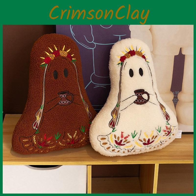 Halloween Geist Plüschkissen mit Stickdesign zur Wohnzimmerdekoration