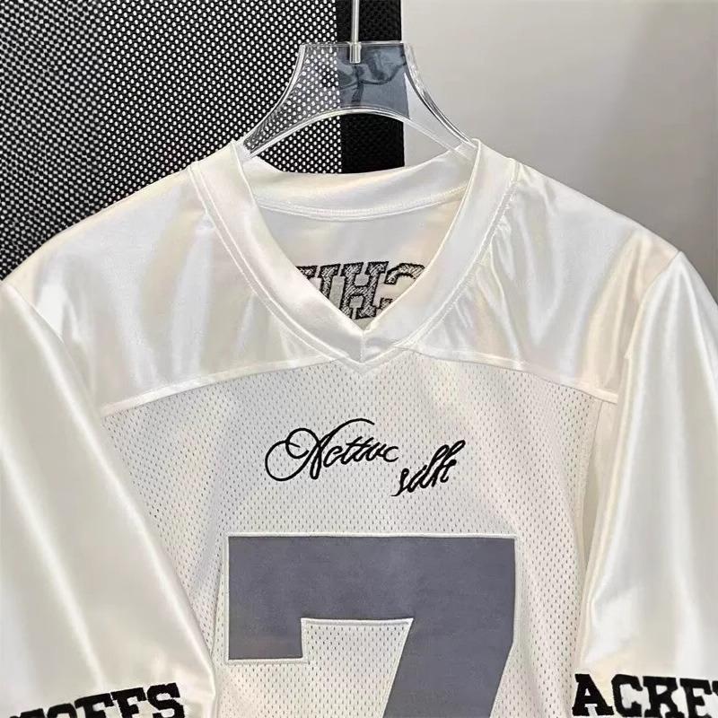 Men Number 7 Embroidered Mesh Football Jersey Oversized Short Sleeve T Shirt