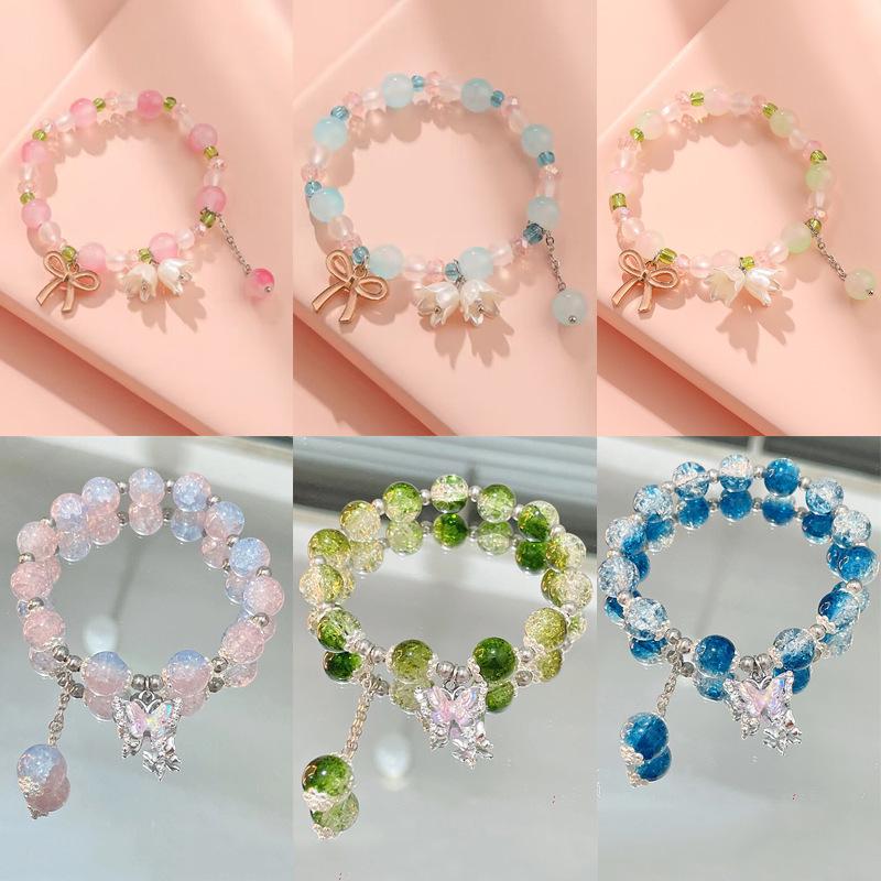 Lily of the Valley Butterfly Bracelet - Multi-Style Beaded Star & Moon Design