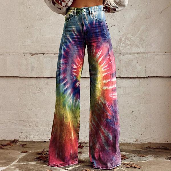 

Женские модные свободные повседневные брюки с принтом, эластичной талией, карманами и широкими штанинами S