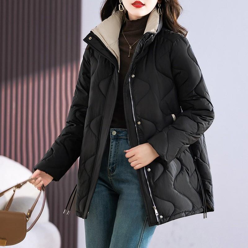 Women's Lightweight Padded Cotton Jacket, Casual Polyester Coat, Short Sleeve, Solid Color, Regular Fit, H-Shape, Woven Fabric