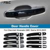 Door Handle Cover Glossy Black Carbon Fiber Chrome Trim Styling Accessories For Chevrolet Silverado GMC Sierra 2015-
