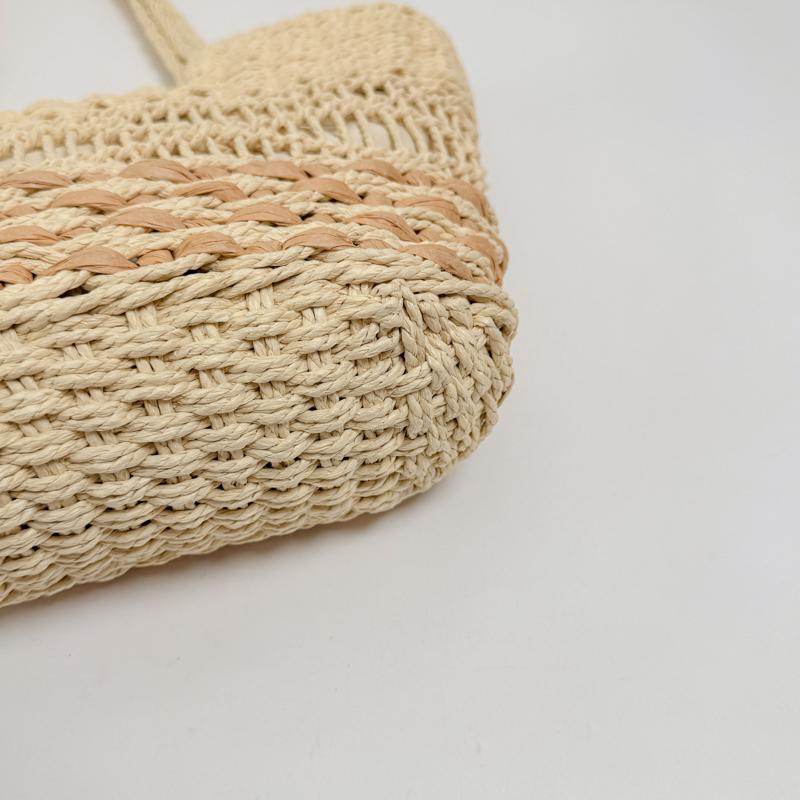 Handwoven Natural Fiber Tote Bag with Braided Handles and Open Weave Design
