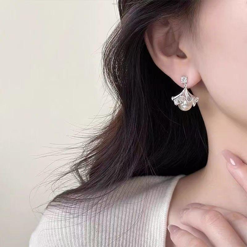 Elegante Ginkgoblatt-Perlen-Quastenohrringe - Damen-Luxusmode