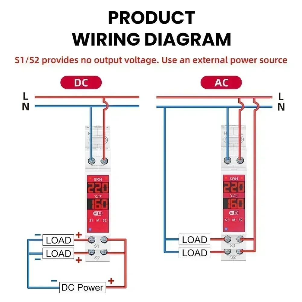 Remote Digital Thermostat for DIN Rail with Probe Sensor Temperature and Humidity Controller for Home Automation