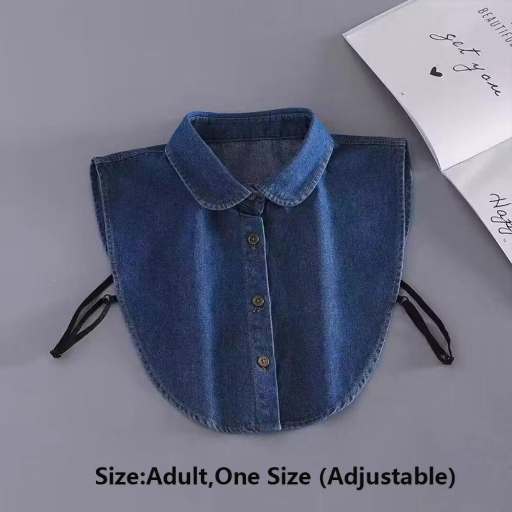 Lapel Buttons Women Fake Collar Cotton Detachable Collar Versatile Denim Fake Collar Women