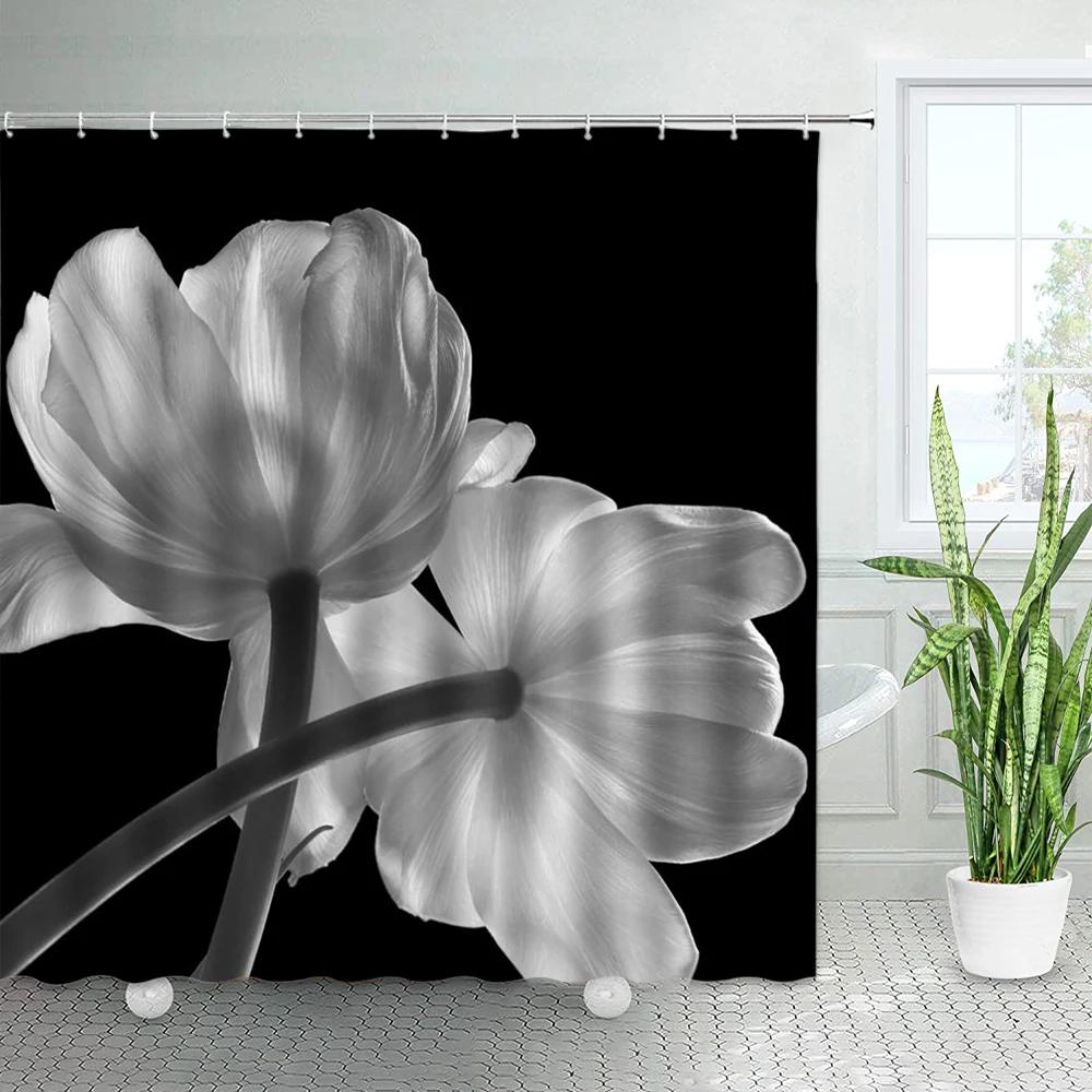 Rustic Flowers Shower Curtains Red Pink Rose Butterfly Sunflower Spring Nature Floral Bath Curtain Set Bathroom Decor with Hooks