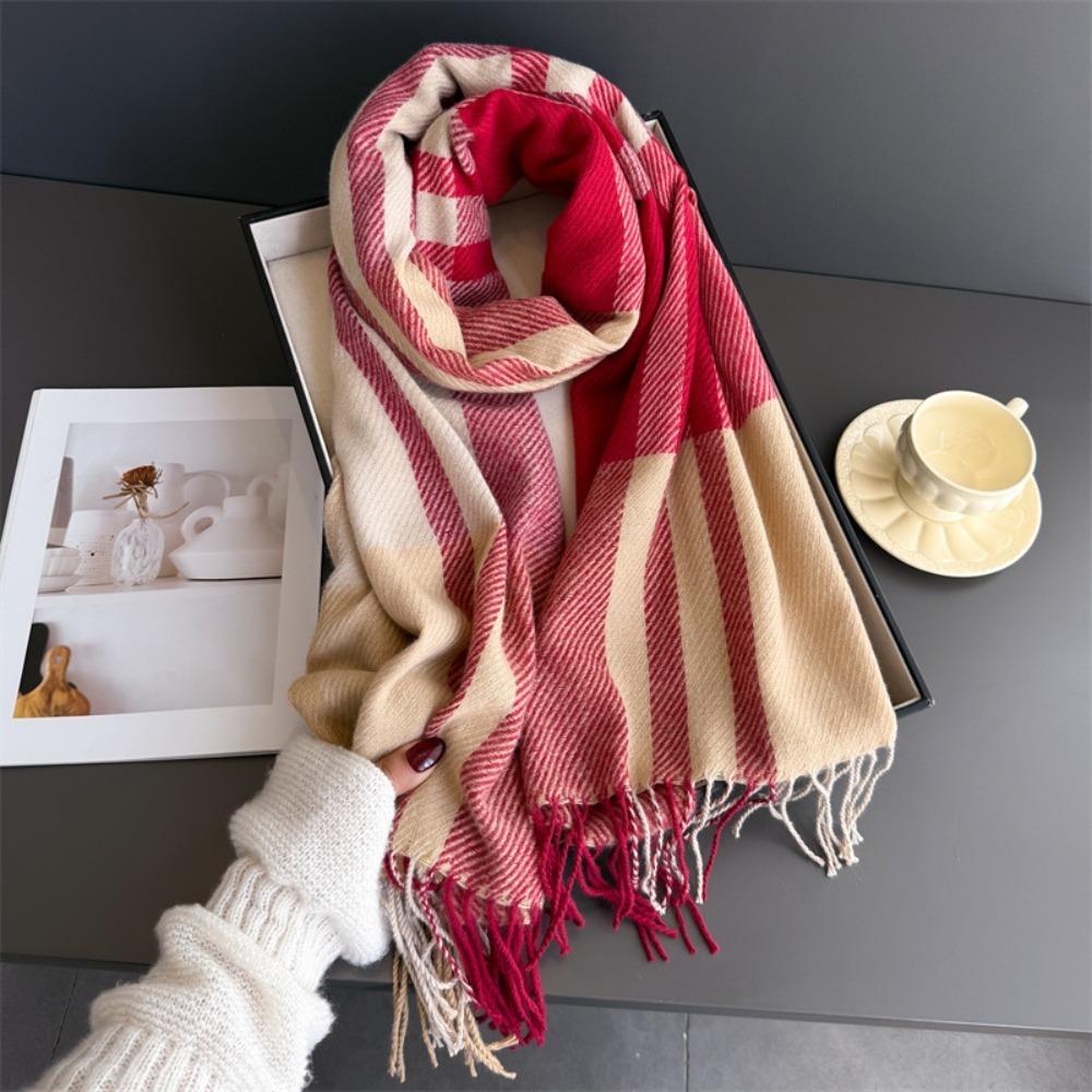 Long Length Warm Scarf Imitation Wool Texture Autumn Winter Scarf Wool Texture Scarf Women