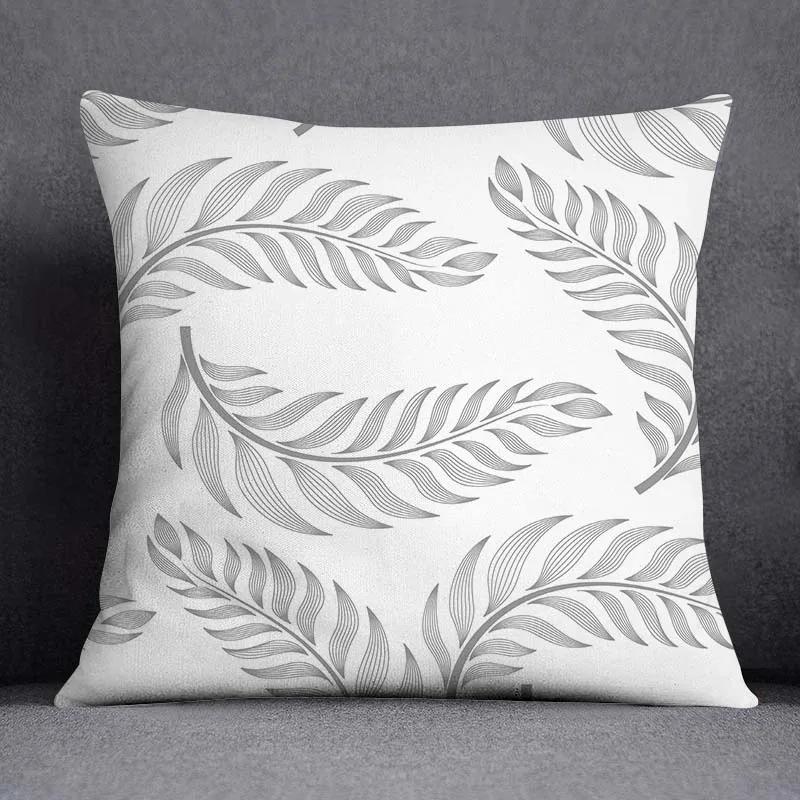 Gray Low White Flower Pattern Home Decoration Pillowcase Square Office  Cushion Cover