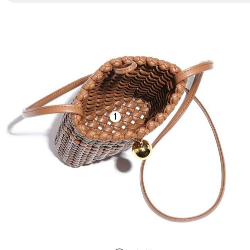 Leather woven bag, high-end hollow bag, mobile phone bag, one-shoulder crossbody bag