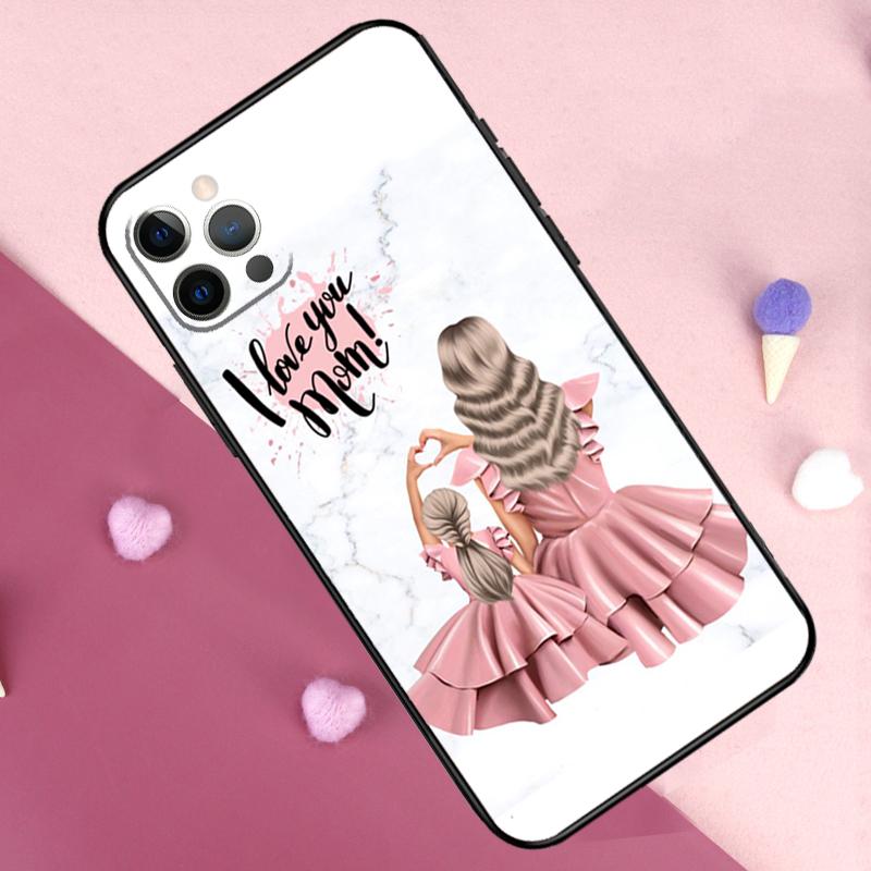 Baby Mother Brown Girl Family Phone Case For iPhone 17 Pro Max 11 14 15 16 Pro Max Plus 12 13 Mini 17 Air 16e Back Cover