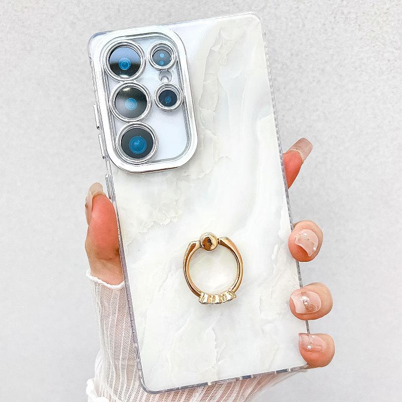 Suitable for Samsung S25 Mobile Phone Case Double Layer IMD Electroplated Marble S24plus Ring A16 Mobile Phone Case