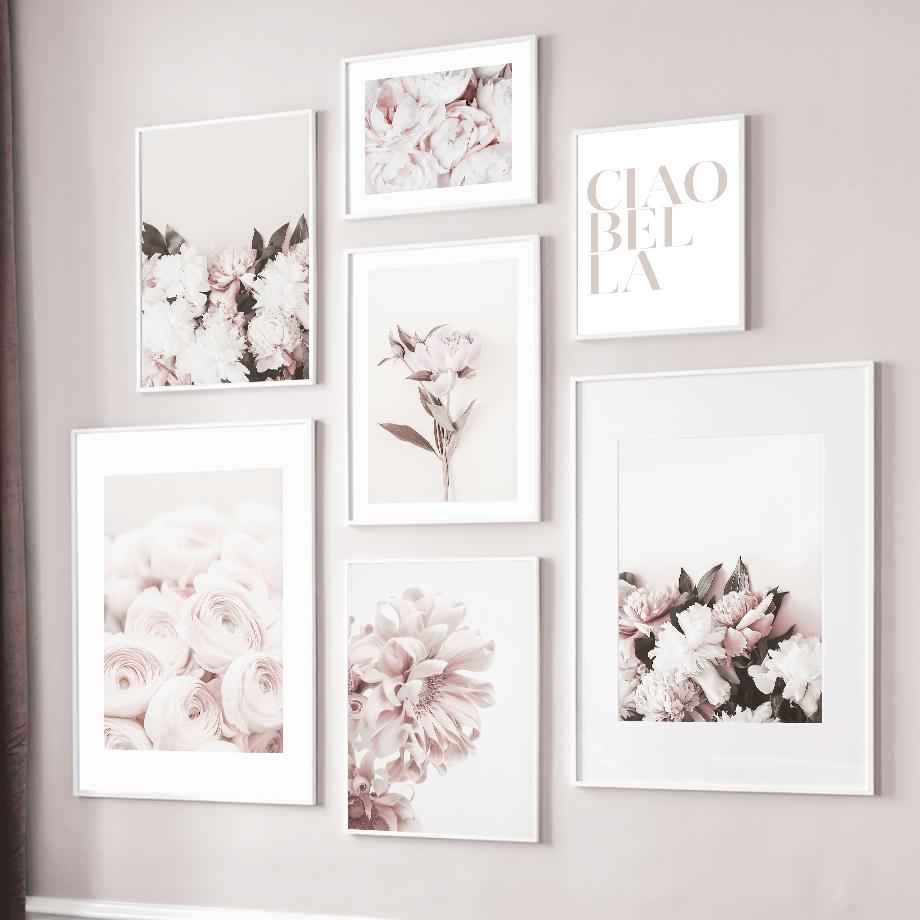 Pink Rose Peony Daisy Flowers Wall Art Canvas Painting Nordic Posters and Prints Gallery Pictures for Living Room Bedroom Decor
