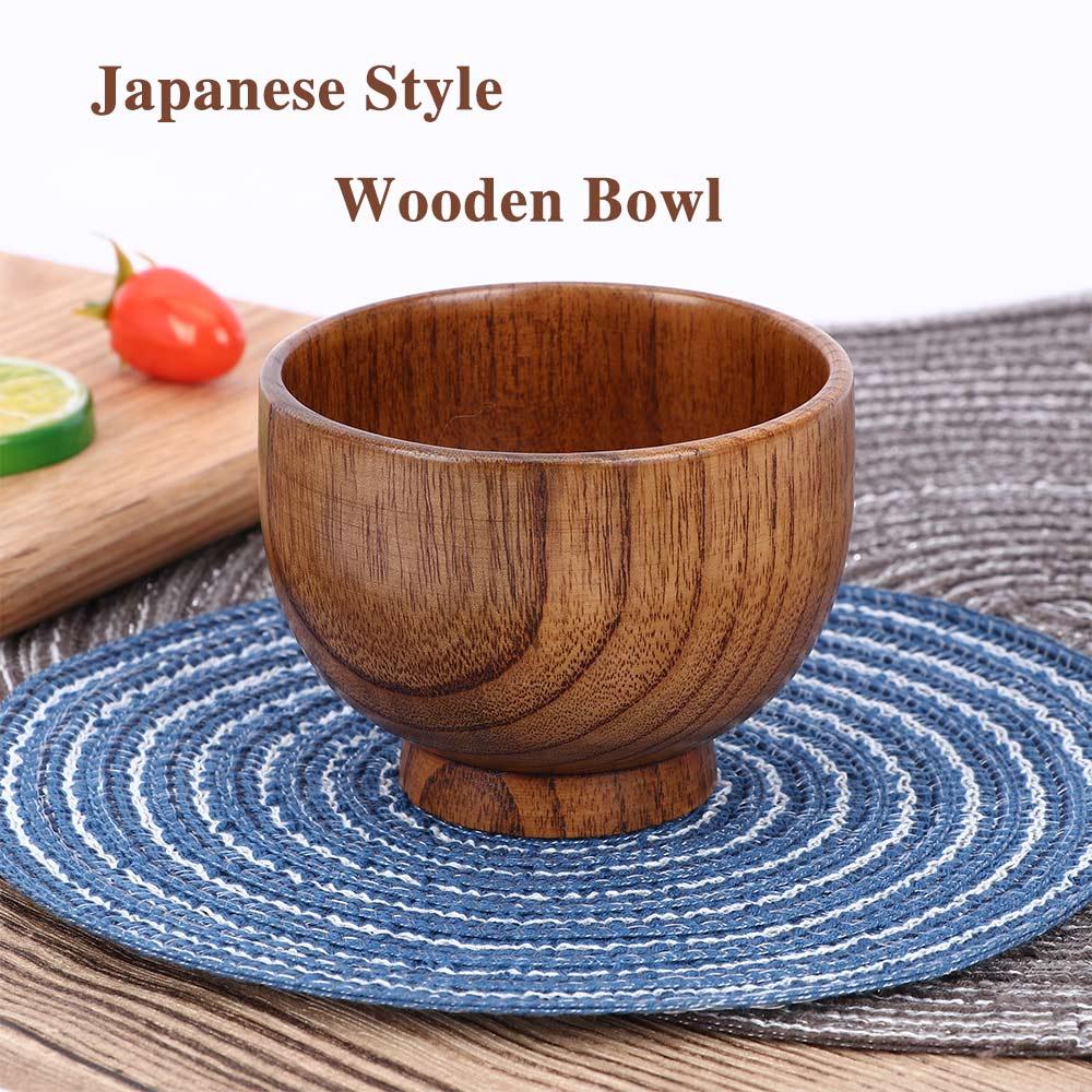 Children Salad Eating Soup Household Tools Japanese Style Wooden Bowl Natural Wood Rice Bowls