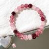 Festive Gifts Romantic Pink Red Agate Beaded Bracelet Fashion Jewelry For Women Daily Wear Stylish And Easy To Match Accessory