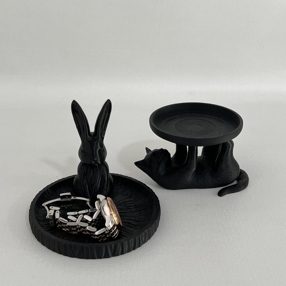 3D Printed Fun Cat Jewelry Tray, Playful and Cute Cat Design, Novel Style, Ideal for Desktop Organization Decoration