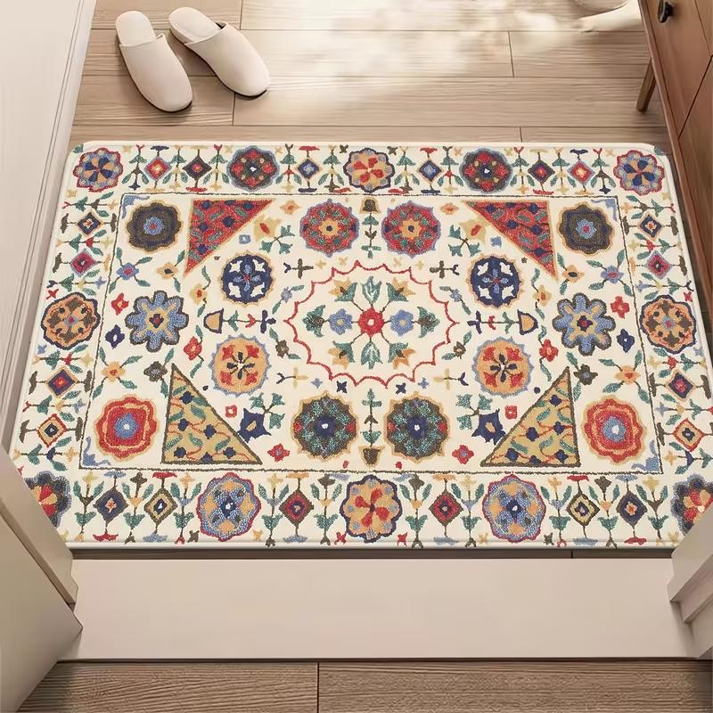 Retro Minimalist Geometric Door Mat Nordic Rhombus Pattern Entrance Floor Rug Modern Home Decor Soft Non-Slip Welcome Carpet
